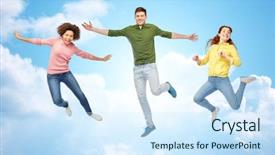  Presentation with sky blue - PPT layouts consisting of people concept - smiling young man background and a cool aqua colored foreground