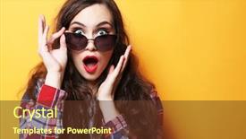  Presentation with emotion - Cool new PPT layouts with people concept - surprised beautyful woman backdrop and a  colored foreground