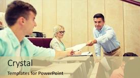  Presentation with high school students - Slide set having people concept - teacher giving test background and a  colored foreground