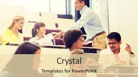  Presentation with high school testing - Slide deck enhanced with people concept - teacher giving test background and a  colored foreground