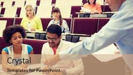  Presentation with high school students - Slide set having people concept - teacher giving test background and a coral colored foreground