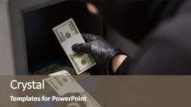  Presentation with crime scene - PPT theme featuring people concept - thief stealing money background and a tawny brown colored foreground