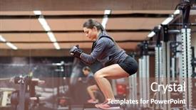  Presentation with woman sport - Amazing slide deck having people concept - woman doing squats backdrop and a gray colored foreground