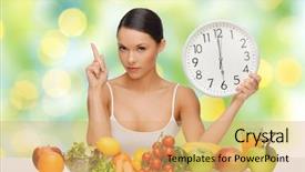  Presentation with green lights - Amazing PPT theme having people concept - woman with food backdrop and a coral colored foreground