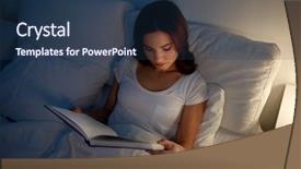  Presentation with people - Presentation design enhanced with people concept - young woman reading background and a ocean colored foreground