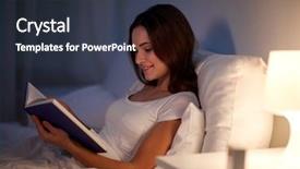  Presentation with people - Theme enhanced with people concept - young woman reading background and a tawny brown colored foreground