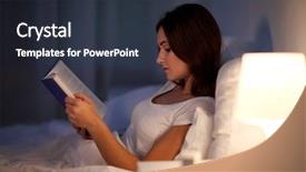  Presentation with young hackers in the concept - Presentation design with people concept - young woman reading background and a wine colored foreground