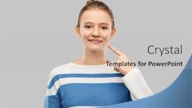  Presentation with dimple - Audience pleasing PPT layouts consisting of people-concept-happy-smiling-teenage backdrop and a soft green colored foreground