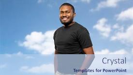  Presentation with young happy people smiling - Presentation consisting of people-concept-happy-smiling-young background and a light blue colored foreground