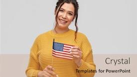  Presentation with young happy people smiling - PPT theme consisting of people-concept-happy-smiling-young background and a gold colored foreground