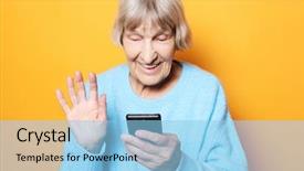  Presentation with family talking - Audience pleasing slide deck consisting of people concept old grandmother backdrop and a light blue colored foreground