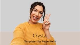  Presentation with young happy people smiling - PPT layouts with people-concept-portrait-of-happy background and a yellow colored foreground