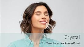  Presentation with young happy people smiling - Presentation theme featuring people-concept-portrait-of-happy background and a light blue colored foreground