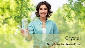  Presentation with reusable - Presentation design consisting of people-concept-portrait-of-happy background and a soft green colored foreground