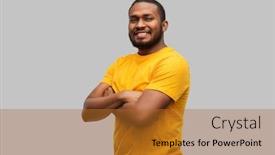  Presentation with african people - Presentation theme enhanced with people-concept-smiling-young-african background and a gold colored foreground