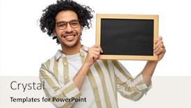  Presentation with people - PPT layouts consisting of people-concept-smiling-young-man background and a soft green colored foreground