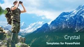  Presentation with hunting - Cool new presentation with people concept - young soldier backdrop and a ocean colored foreground