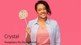  Presentation with african people - PPT layouts enhanced with people confectionery and sweets concept background and a coral colored foreground