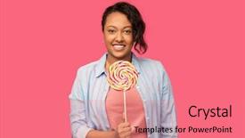  Presentation with african people - Presentation theme featuring people confectionery and sweets concept background and a coral colored foreground