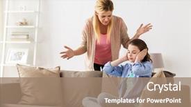  Presentation with people conflict - PPT theme with people conflict and family concept background and a coral colored foreground