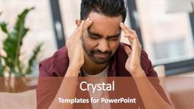  Presentation with head ache - Presentation with people crisis emotions and stress background and a  colored foreground