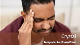  Presentation with head ache - PPT theme featuring people crisis emotions and stress background and a tawny brown colored foreground
