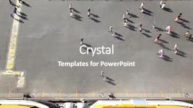  Presentation with movement - Beautiful PPT layouts featuring people crowd one-way movement backdrop and a gray colored foreground