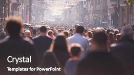  Presentation with busy street - Slide set enhanced with people crowd walking on busy background and a dark gray colored foreground