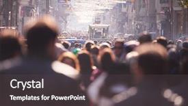  Presentation with busy street - Beautiful slide set featuring people crowd walking on busy street on daytime backdrop and a dark gray colored foreground