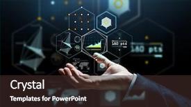  Presentation with virtual hand - Slide deck enhanced with people cyberspace and future technology background and a wine colored foreground