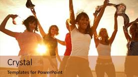  Presentation with dancing - Presentation theme enhanced with people dancing at the beach background and a gold colored foreground