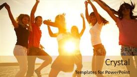  Presentation with sunset beach - Amazing PPT layouts having people dancing at the beach backdrop and a yellow colored foreground