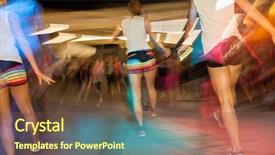  Presentation with gym - Cool new PPT theme with people dancing in gym fitness backdrop and a tawny brown colored foreground