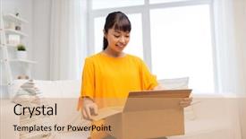  Presentation with shipping - PPT theme featuring people delivery and shipping concept - background and a coral colored foreground