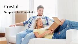  Presentation with postal service - PPT theme consisting of people delivery shipping and postal background and a white colored foreground