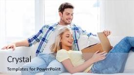  Presentation with postal service - PPT theme enhanced with people delivery shipping and postal background and a light blue colored foreground