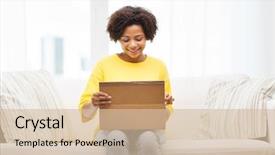  Presentation with postal service - PPT theme featuring people delivery shipping and postal background and a soft green colored foreground