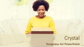  Presentation with postal service - Slide deck consisting of people delivery shipping and postal background and a cream colored foreground