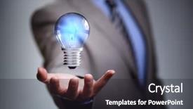  Presentation with light bulb - Amazing presentation having people development - businessman with illuminated light bulb backdrop and a dark gray colored foreground