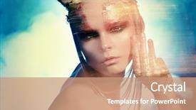  Presentation with golden light - Presentation theme with people diffus - art project beautiful woman background and a  colored foreground