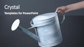  Presentation with hand holding puzzle piece - Presentation design enhanced with people diffus - female hand holding metal watering background and a dark gray colored foreground