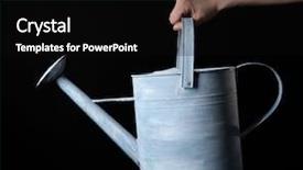  Presentation with black people - Slide set consisting of people diffus - female hand holding metal watering background and a black colored foreground