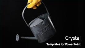  Presentation with black chrome metallic mesh metal - Cool new slide deck with people diffus - hand holding metal watering can backdrop and a black colored foreground