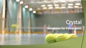  Presentation with sports balls - Slides with people diffus - some tennis balls on tennis background and a gray colored foreground