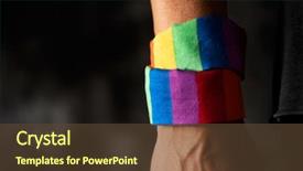  Presentation with discrimination - Colorful presentation enhanced with people discrimination - closeup of a young caucasian backdrop and a tawny brown colored foreground