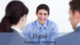  Presentation with job interview - Theme consisting of people discussing at a job background and a teal colored foreground