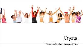  Presentation with diversity - Slide deck with people diversity big poster background and a  colored foreground