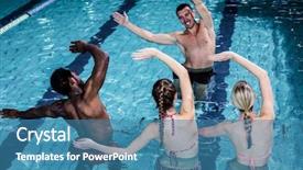  Presentation with swimming pool - Audience pleasing slide set consisting of people doing an aqua aerobics backdrop and a teal colored foreground