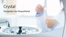  Presentation with lab - Amazing slides having people-doing-medical-experiment backdrop and a sky blue colored foreground