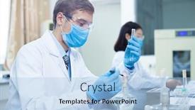  Presentation with animal testing scientist doing experiment - Amazing slides having people doing medical experiment in lab backdrop and a light blue colored foreground